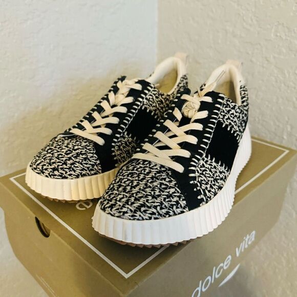 Dolce Vita Dolley Women's Sneaker, Black White Knit, Size 9.5, Retro Style NWT - Picture 4 of 16